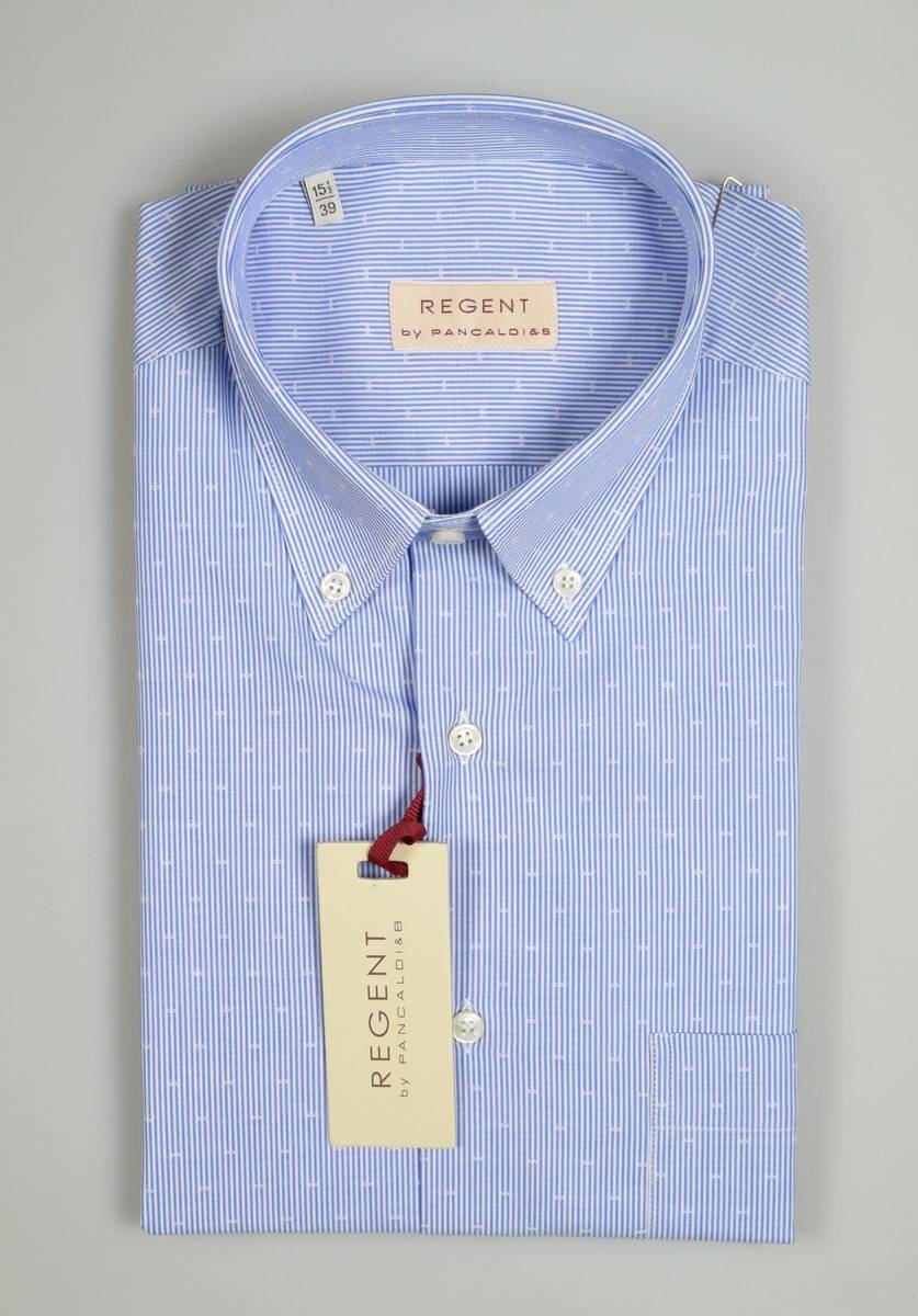 Regent by Pancaldi Camicia mezza manica pancaldi regular fit a righe azzurro Italy