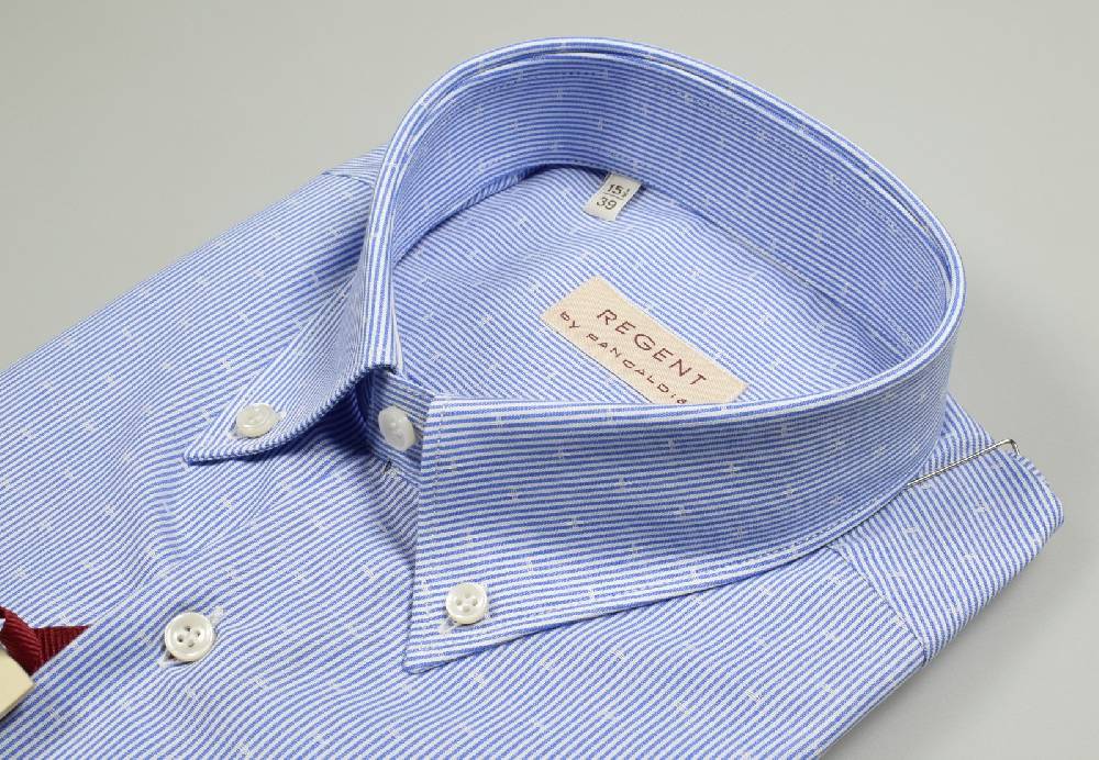 Regent by Pancaldi Camicia mezza manica pancaldi regular fit a righe azzurro Italy