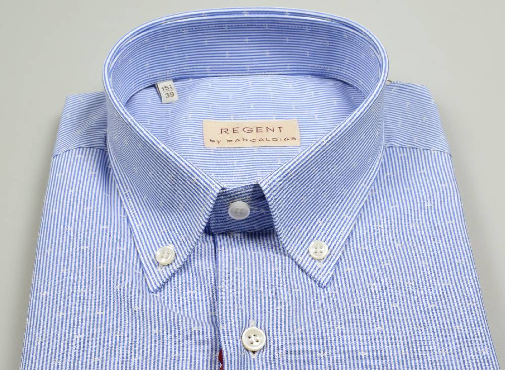 Regent by Pancaldi Camicia mezza manica pancaldi regular fit a righe azzurro Italy