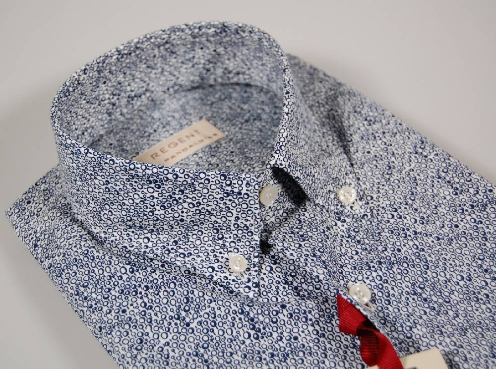 Regent by Pancaldi Camicia maniche corte pancaldi a fantasia bianco e blu