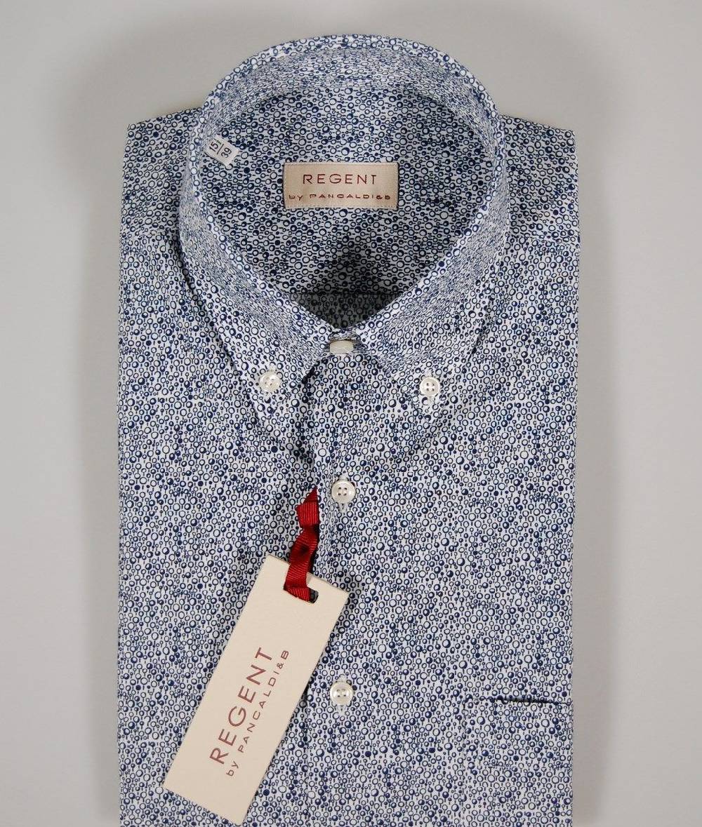 Regent by Pancaldi Camicia maniche corte pancaldi a fantasia bianco e blu Vendita