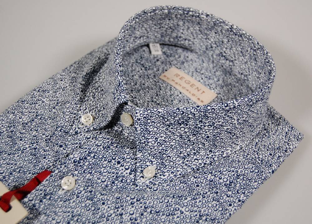 Regent by Pancaldi Camicia maniche corte pancaldi a fantasia bianco e blu Vendita