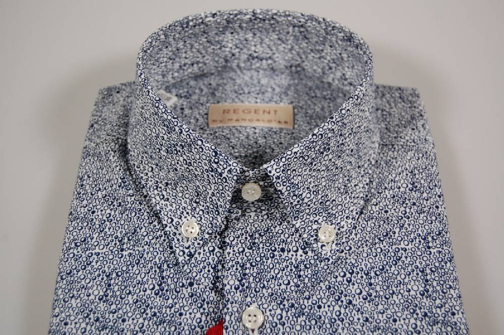 Regent by Pancaldi Camicia maniche corte pancaldi a fantasia bianco e blu Vendita