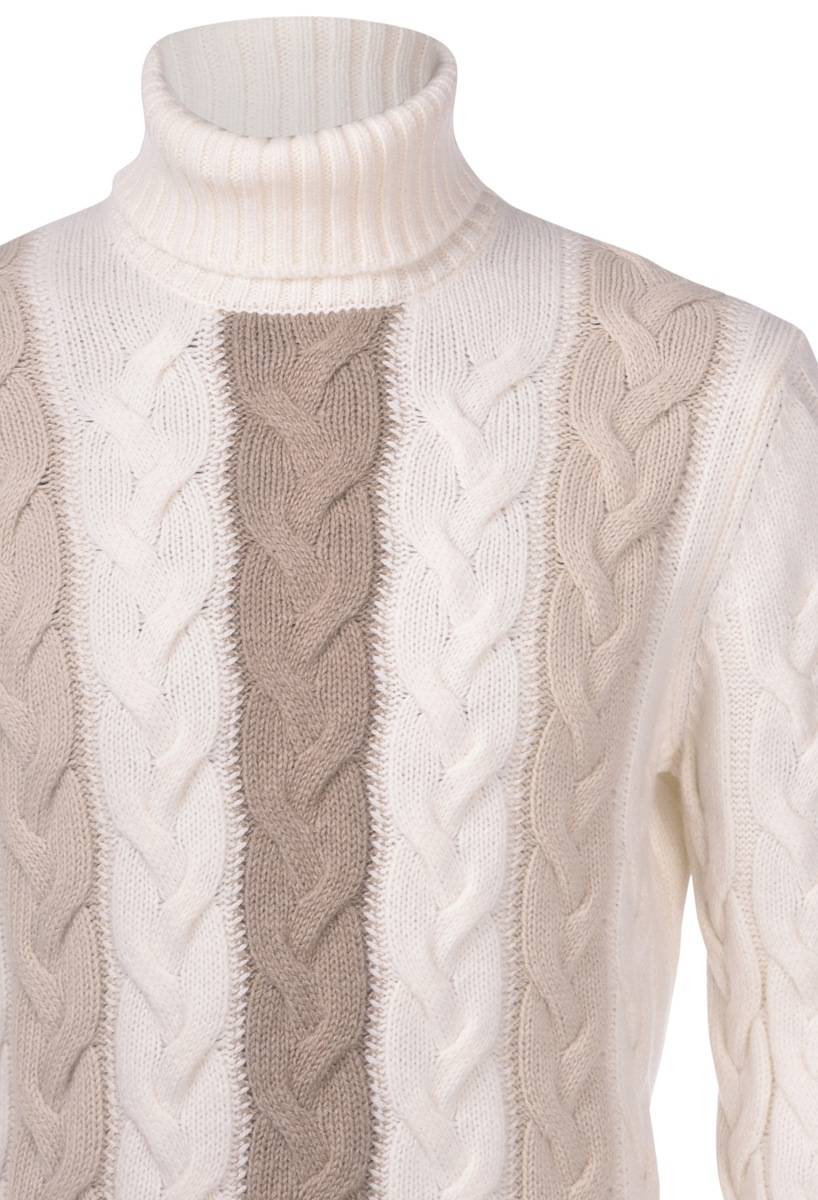 Gran Sasso Maglione a dolcevita gran sasso beige in pura lana air wool In Vendita