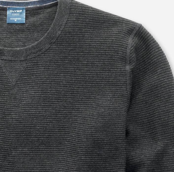 Olymp Maglione girocollo olymp grigio antracite in cotone bio modern fit Hotsell