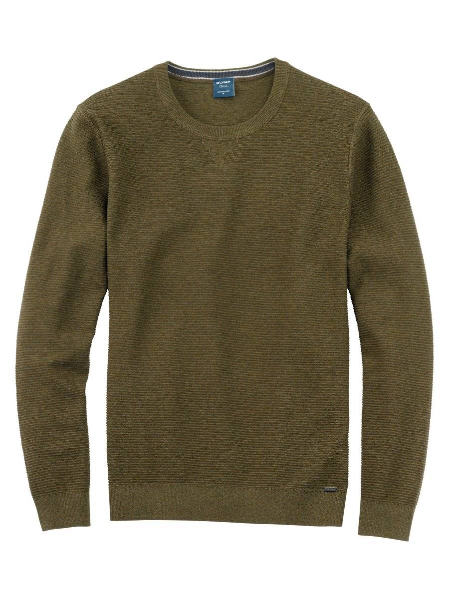 Olymp Maglione girocollo olymp verde oliva in cotone bio modern fit