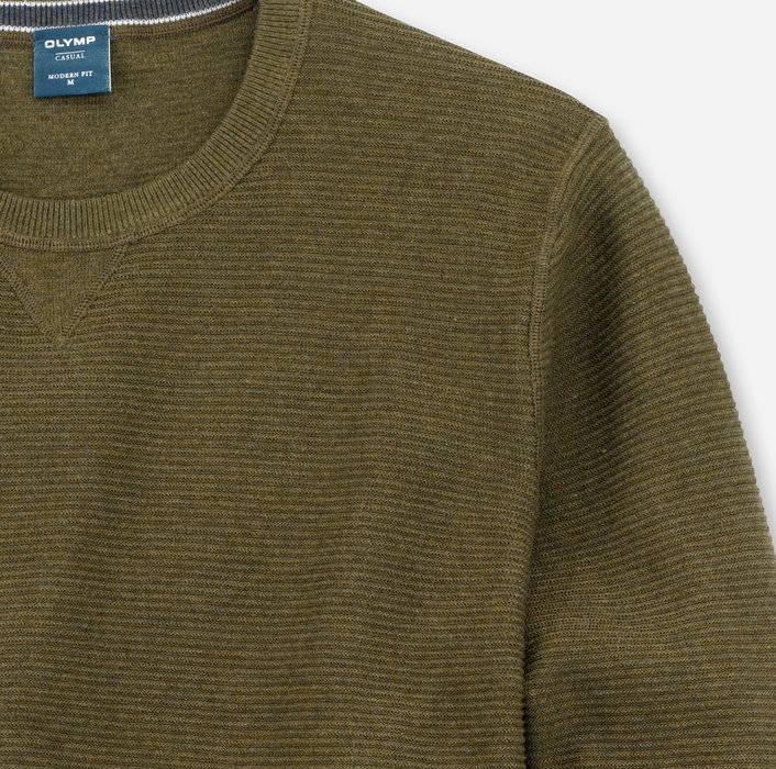 Olymp Maglione girocollo olymp verde oliva in cotone bio modern fit Vendita Calda