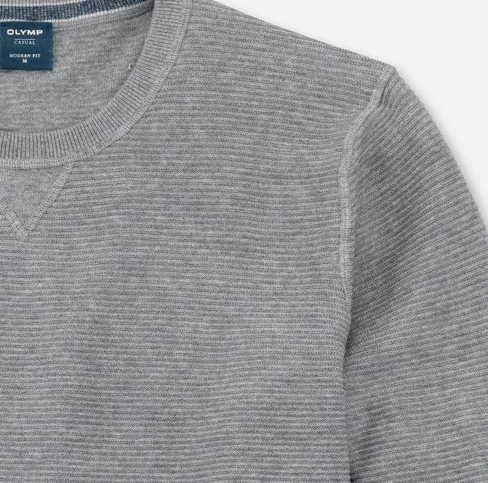Olymp Maglione girocollo olymp grigio in cotone bio modern fit Vendita Economica
