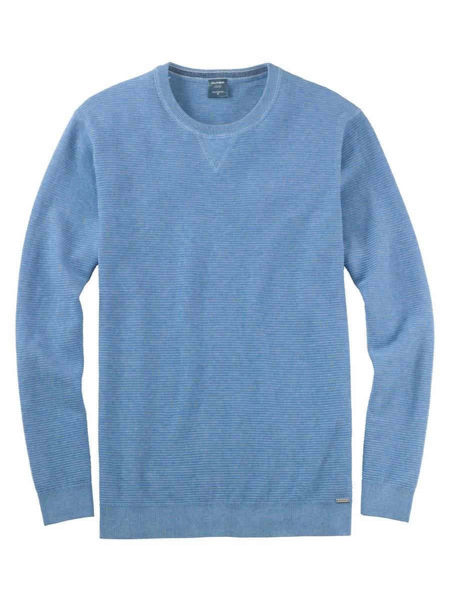 Olymp Maglione girocollo olymp celeste in cotone bio modern fit Nuova