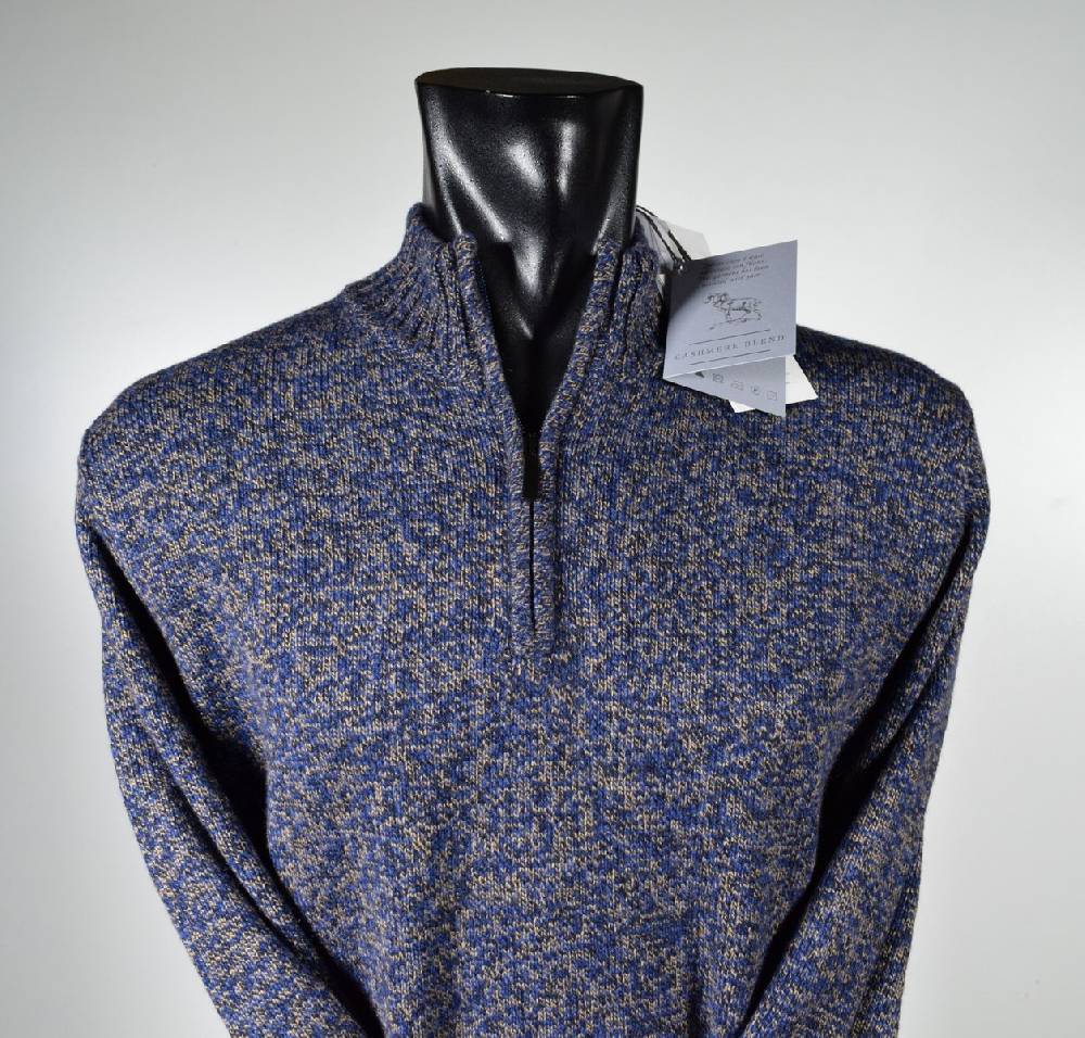 Cavalieri Milano Lupetto marrone con zip lana cashmere e seta classic fit Spedizione gratuita