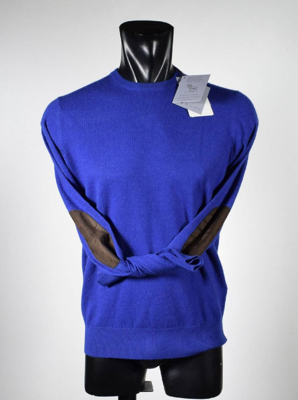 Cavalieri Milano Girocollo azzurro con toppe in ecopelle