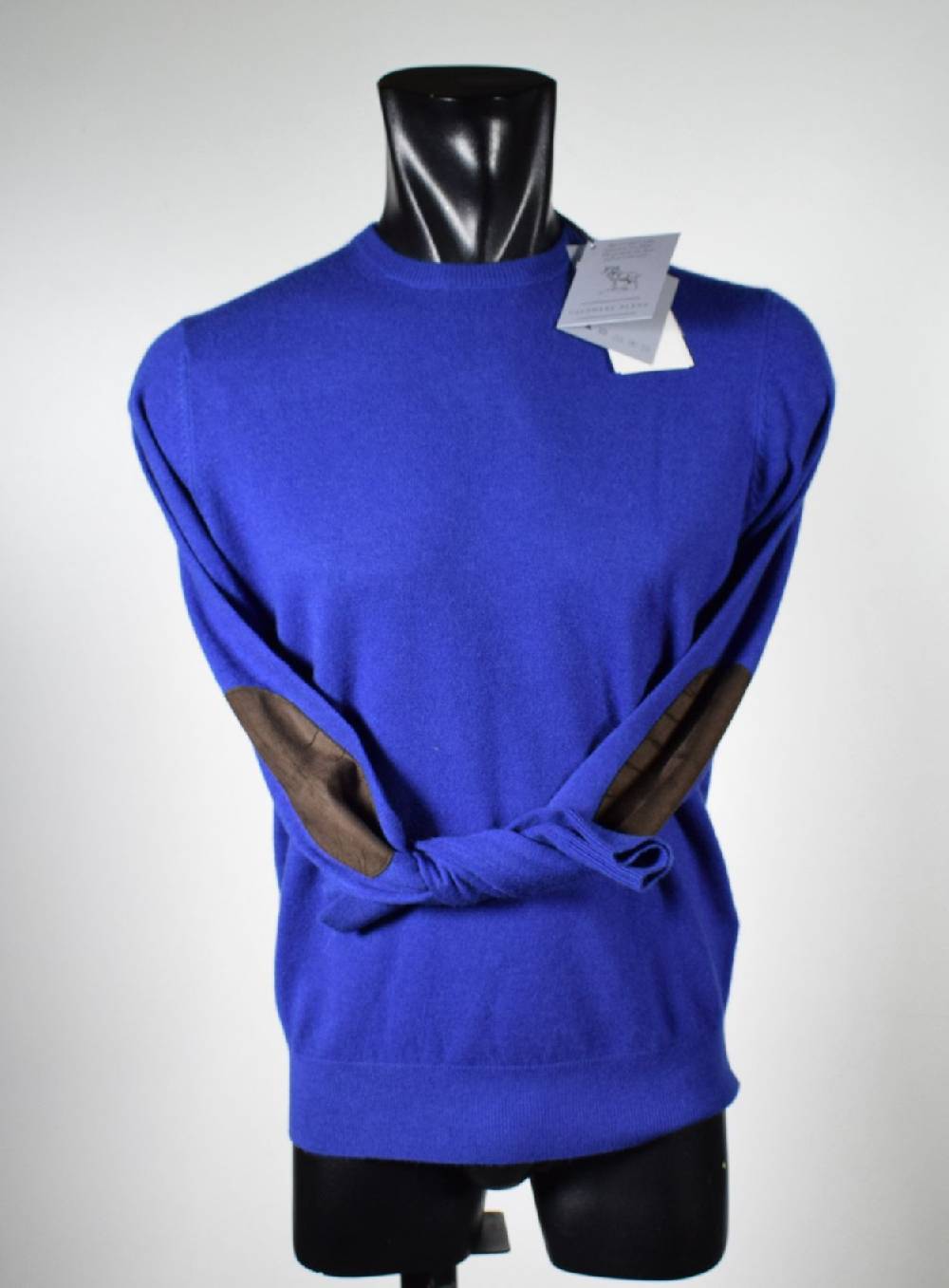 Cavalieri Milano Girocollo azzurro con toppe in ecopelle Negozio online di fabbrica