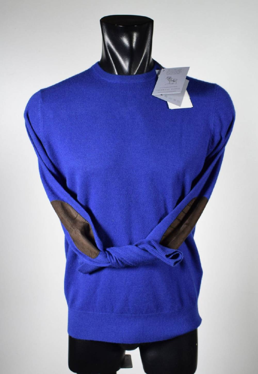 Cavalieri Milano Girocollo azzurro con toppe in ecopelle Negozio online di fabbrica