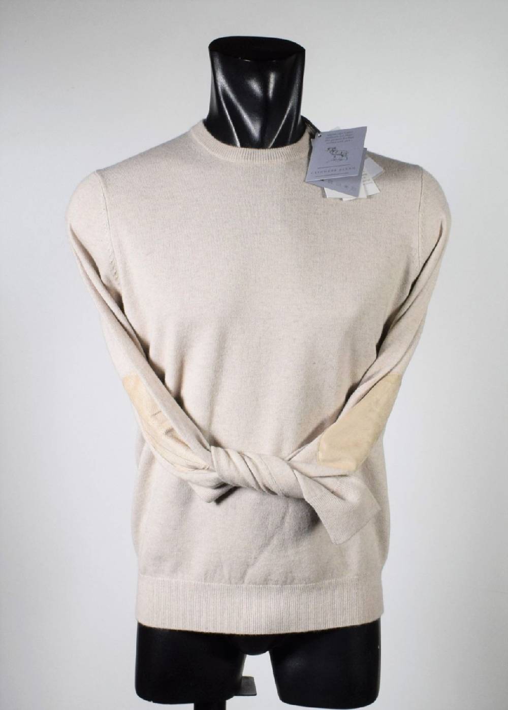 Cavalieri Milano Girocollo beige con toppe in ecopelle