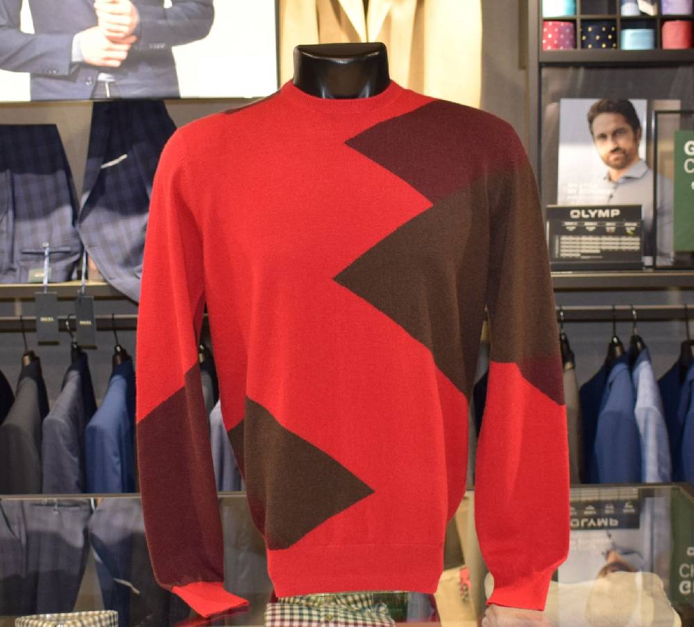 Cavalieri Milano Maglione cavalieri misto cashmere girocollo modern fit intarsio bordeaux