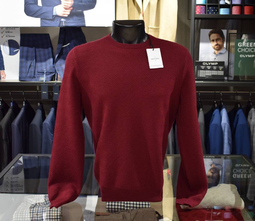 Gran Sasso Maglione girocollo gran sasso bordeaux lana merinos extrafine Comprare a buon mercato