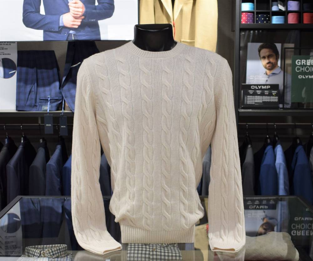Gran Sasso Maglione gran sasso panna a trecce misto cashmere Fornitura limitata