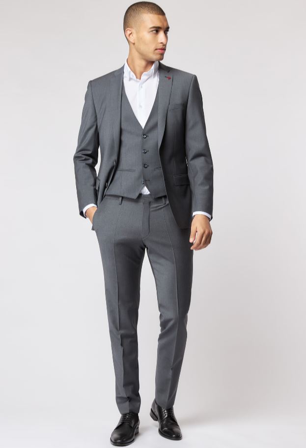 Roy Robson Abito in lana bi-stretch grigio medio roy robson con gilet