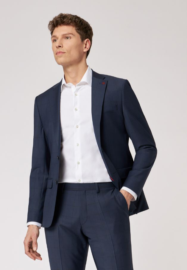 Roy Robson Abito slim fit roy robson blu a quadri lana stretch Grandi sconti