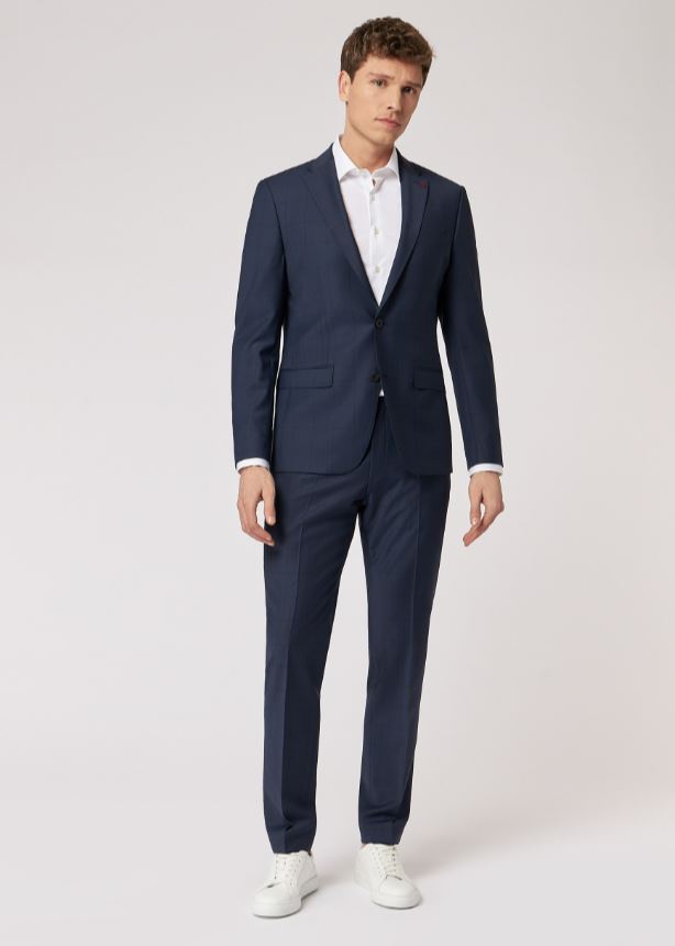 Roy Robson Abito slim fit roy robson blu a quadri lana stretch Grandi sconti