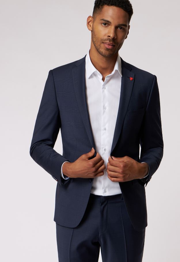 Roy Robson Abito blu a quadri roy robson extra slim fit in lana bi-stretch