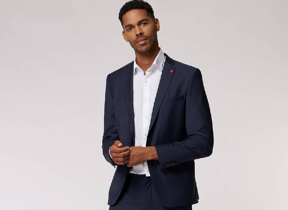 Roy Robson Abito blu a quadri roy robson extra slim fit in lana bi-stretch Liquidazione