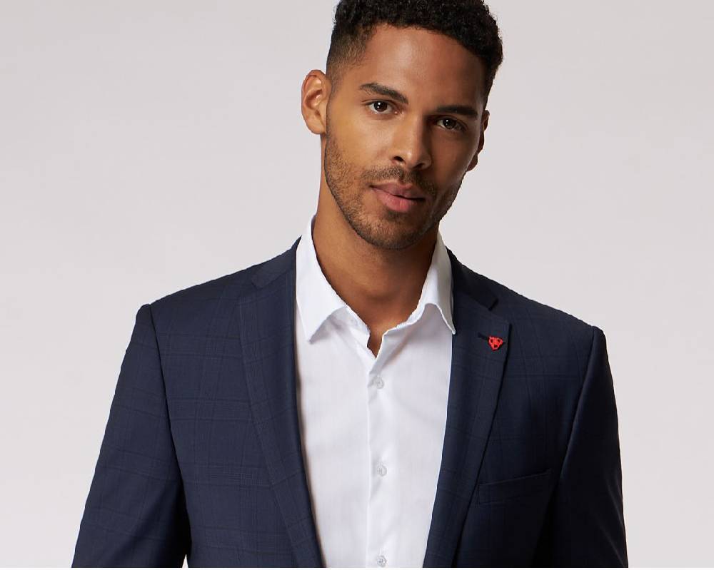 Roy Robson Abito blu a quadri roy robson extra slim fit in lana bi-stretch Liquidazione