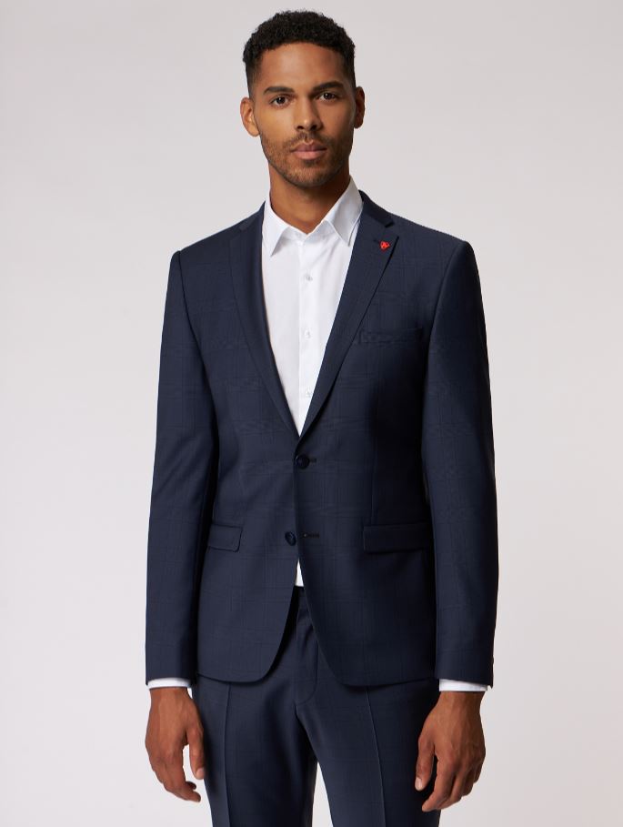 Roy Robson Abito blu a quadri roy robson extra slim fit in lana bi-stretch Liquidazione