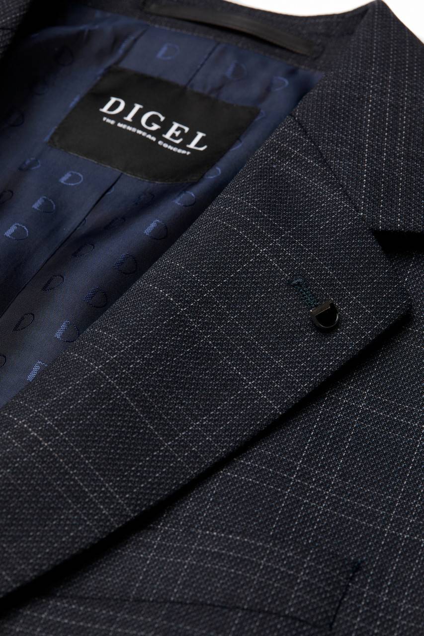 Digel Abito blu a quadri digel drop quattro corto lana stretch comfort Ritorno libero