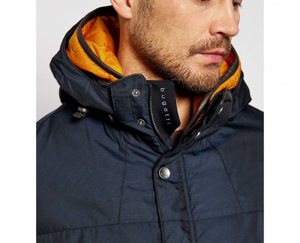 Bugatti Parka blu bugatti con cappuccio staccabile modern fit Promozione temporanea