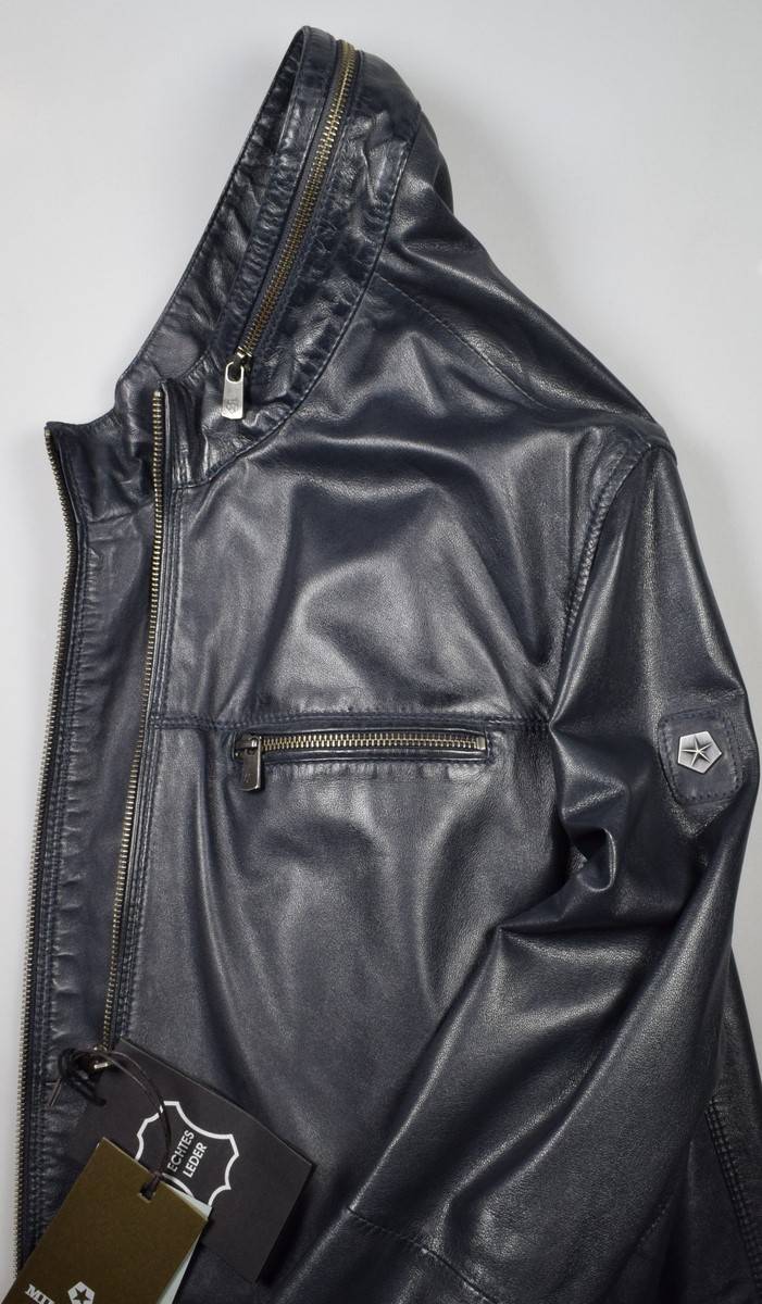 Milestone Giubbino in pelle blu a fondo dritto milestone Fino al 60% di sconto