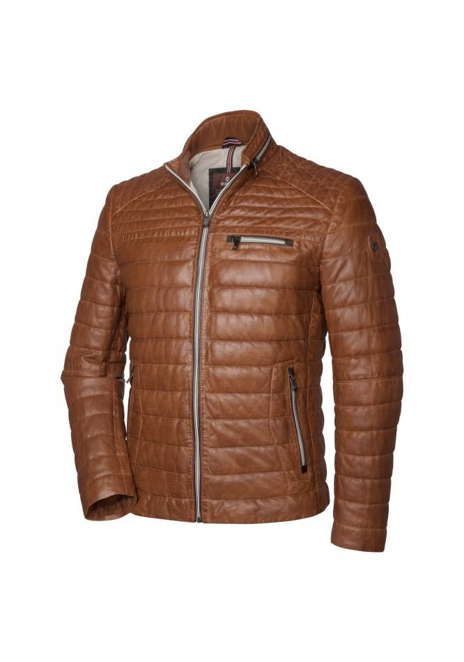 Milestone Giacca milestone cognac in pelle traforata con imbottitura settantacinque grammi