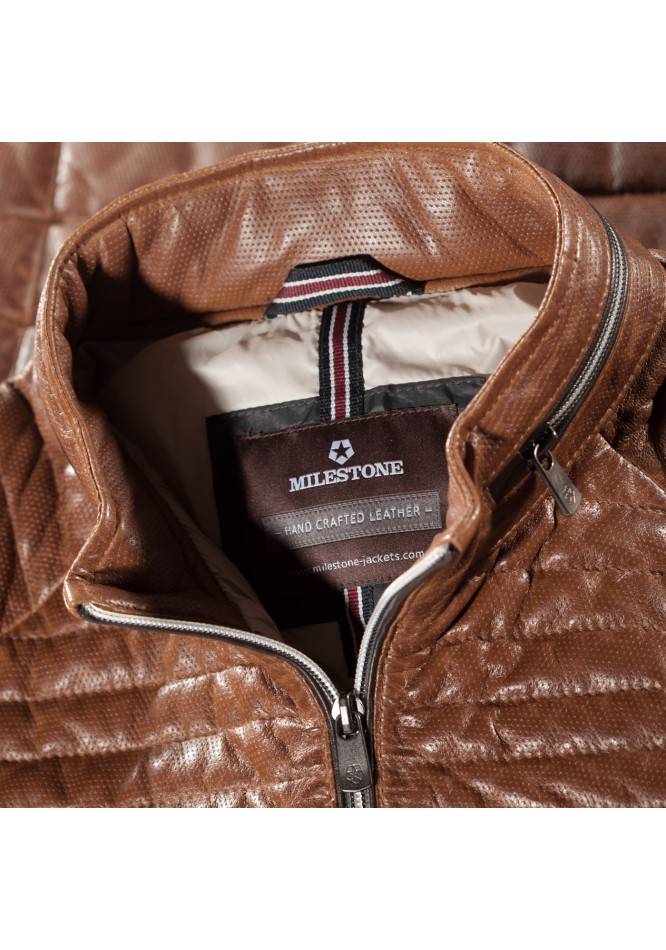 Milestone Giacca milestone cognac in pelle traforata con imbottitura settantacinque grammi Fino al 65% di sconto