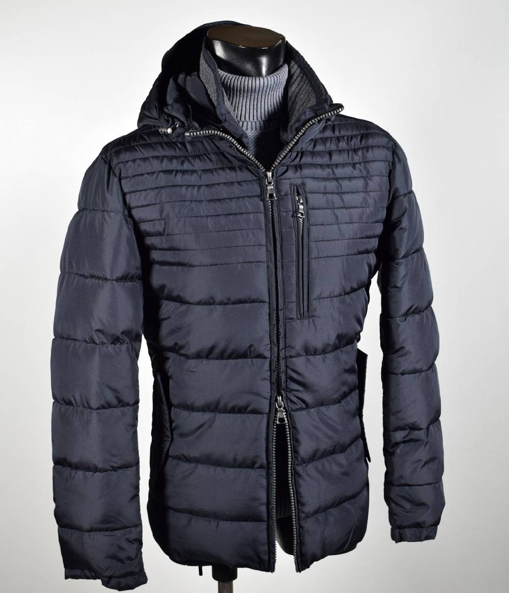 Talenti Giubbotto corto blu talenti con cappuccio staccabile regular fit