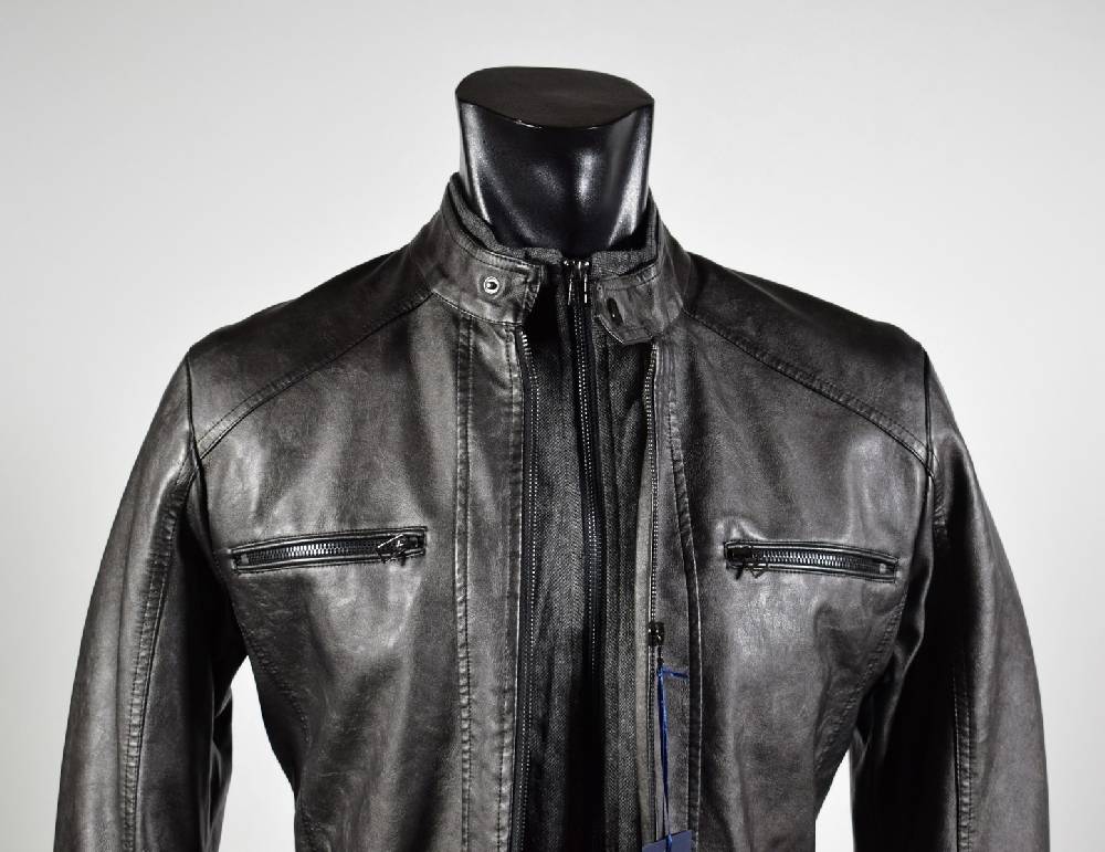 Adimari Giubbino corto a fondo dritto in eco pelle slim fit Officina