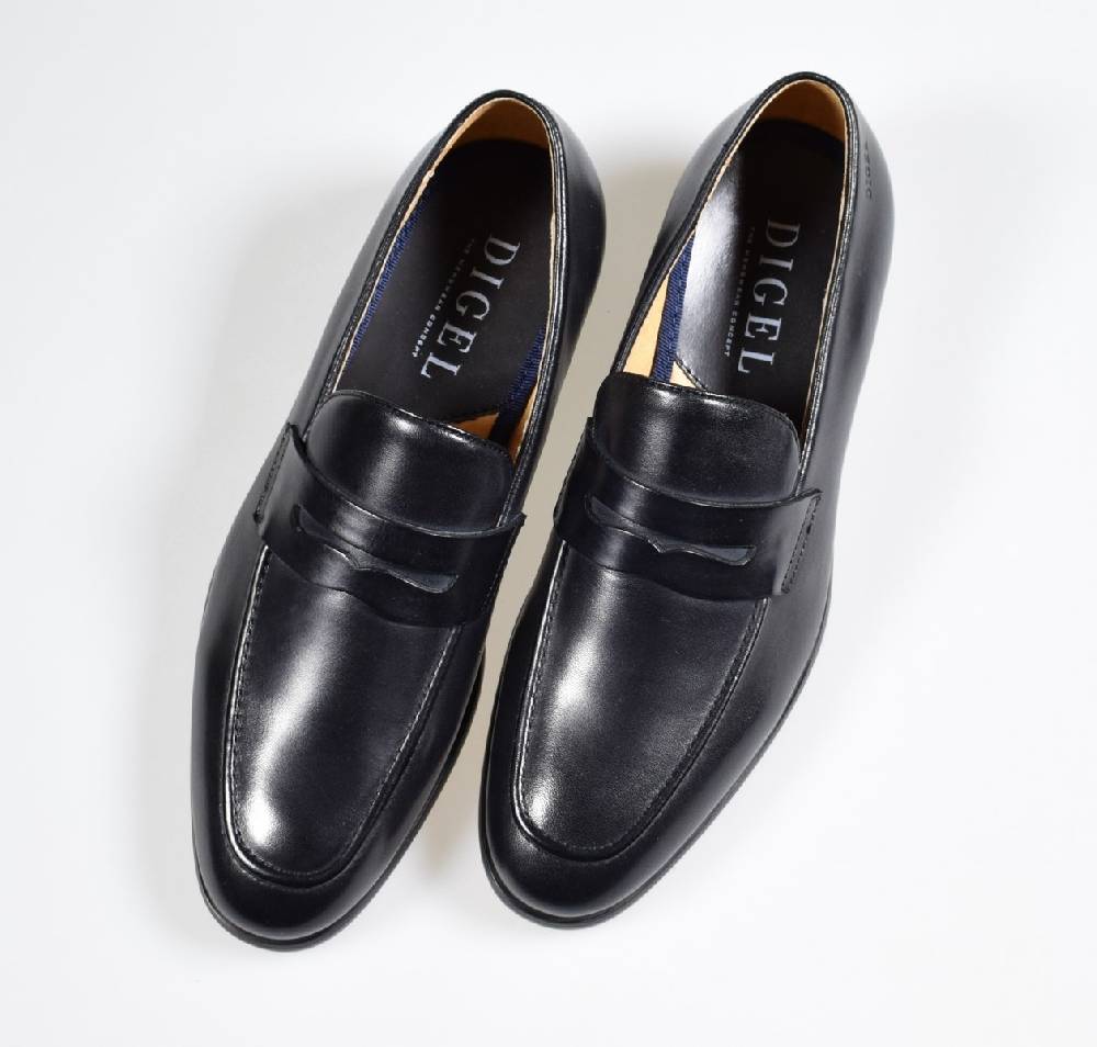 Digel Moccasino nero elegante e raffinato digel in vera pelle Duty-free