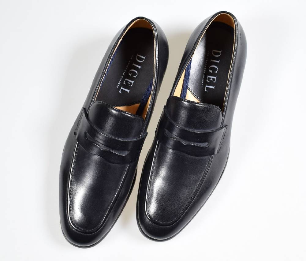 Digel Moccasino nero elegante e raffinato digel in vera pelle Duty-free