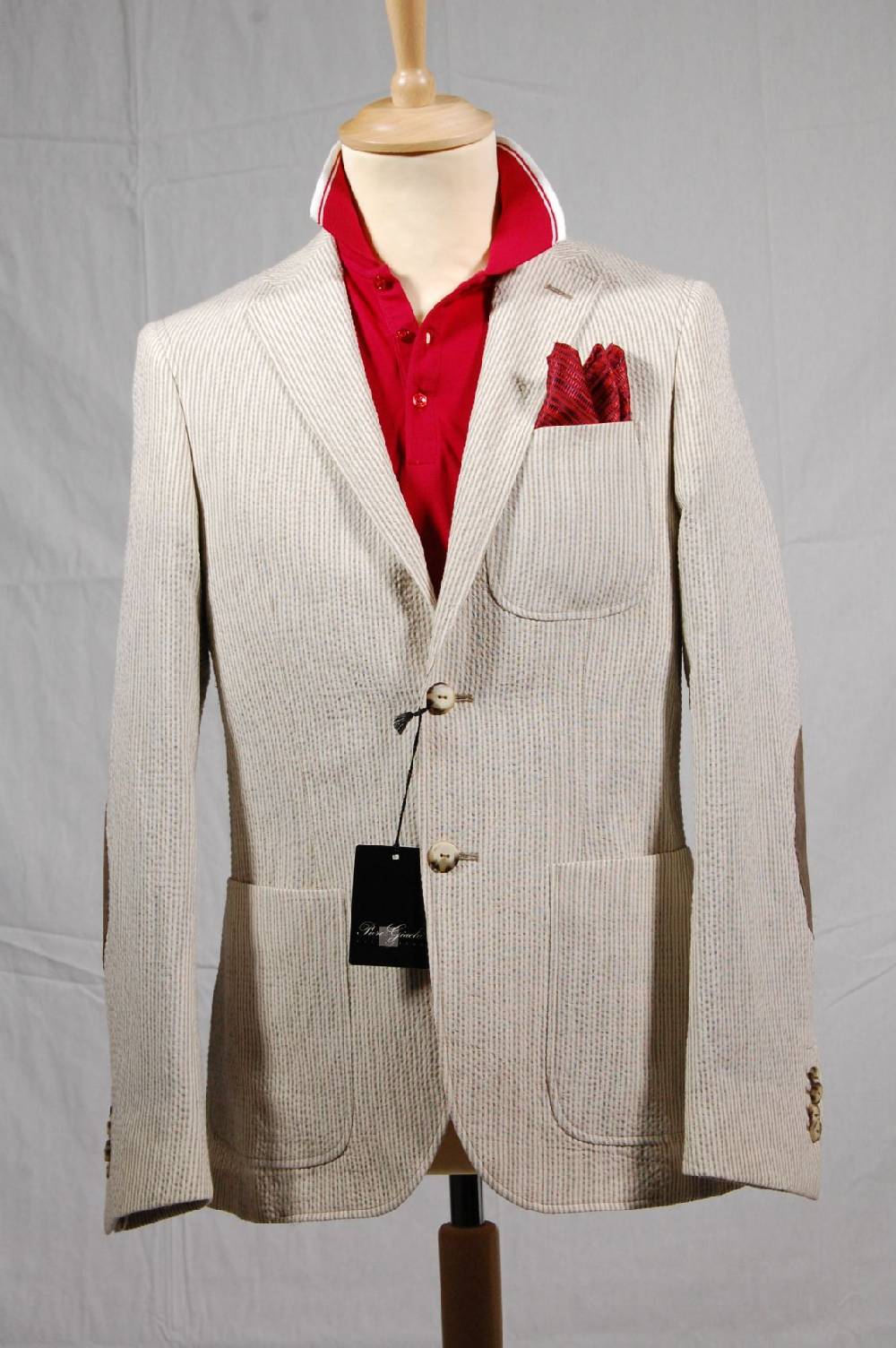 Piero Giachi Giacca in cotone Beige a righe Promozione