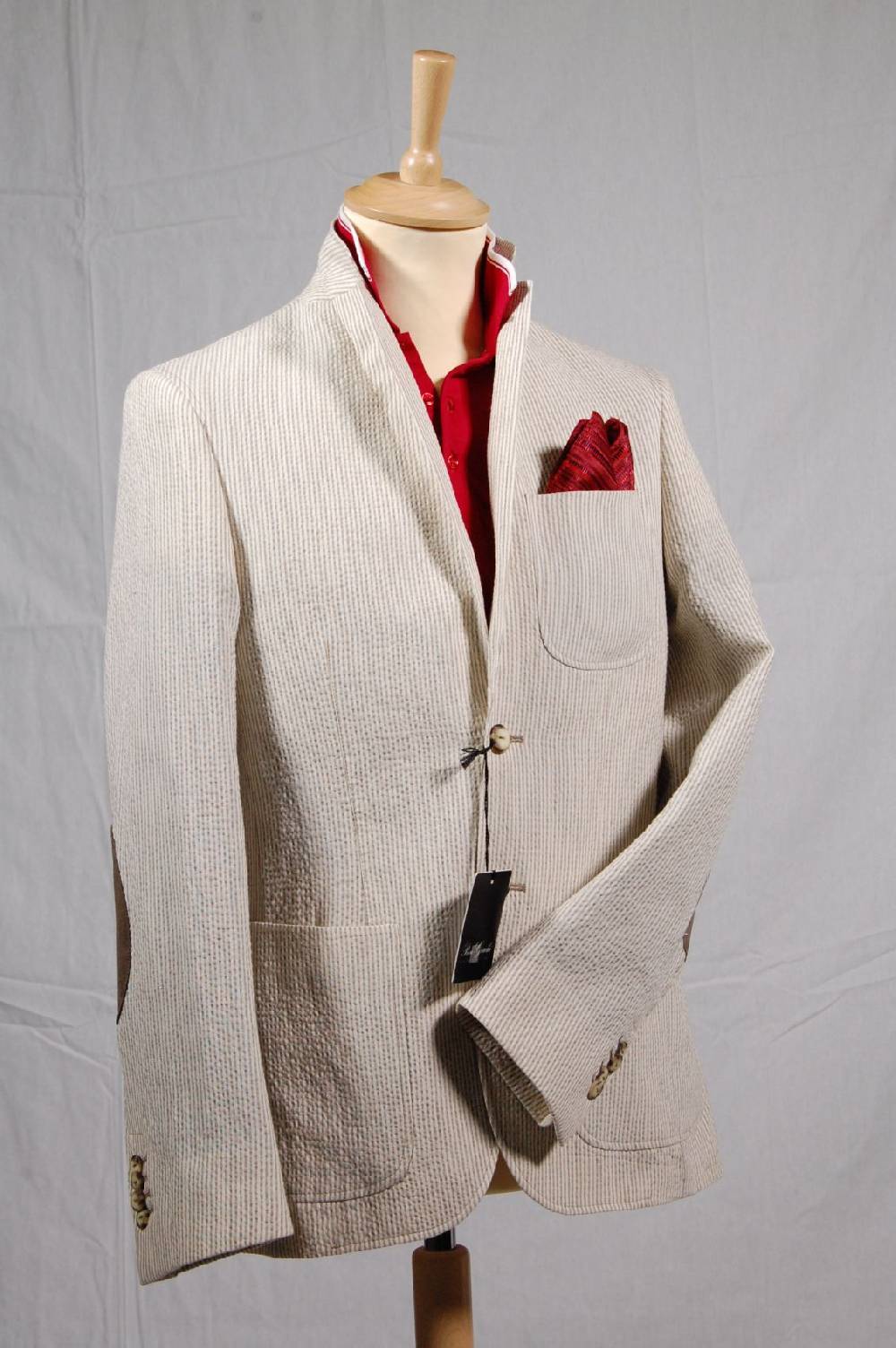 Piero Giachi Giacca in cotone Beige a righe Promozione