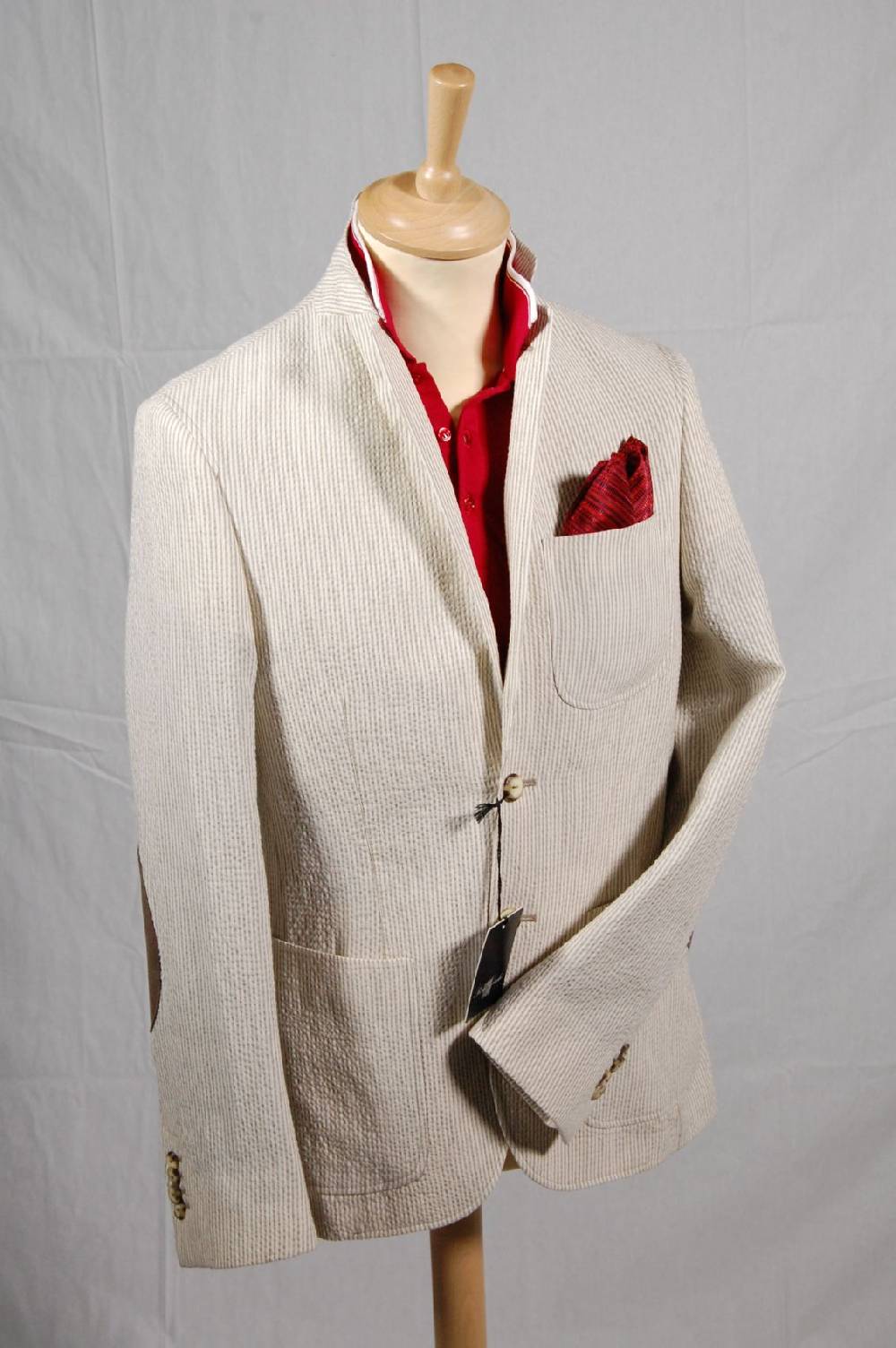 Piero Giachi Giacca in cotone Beige a righe Promozione