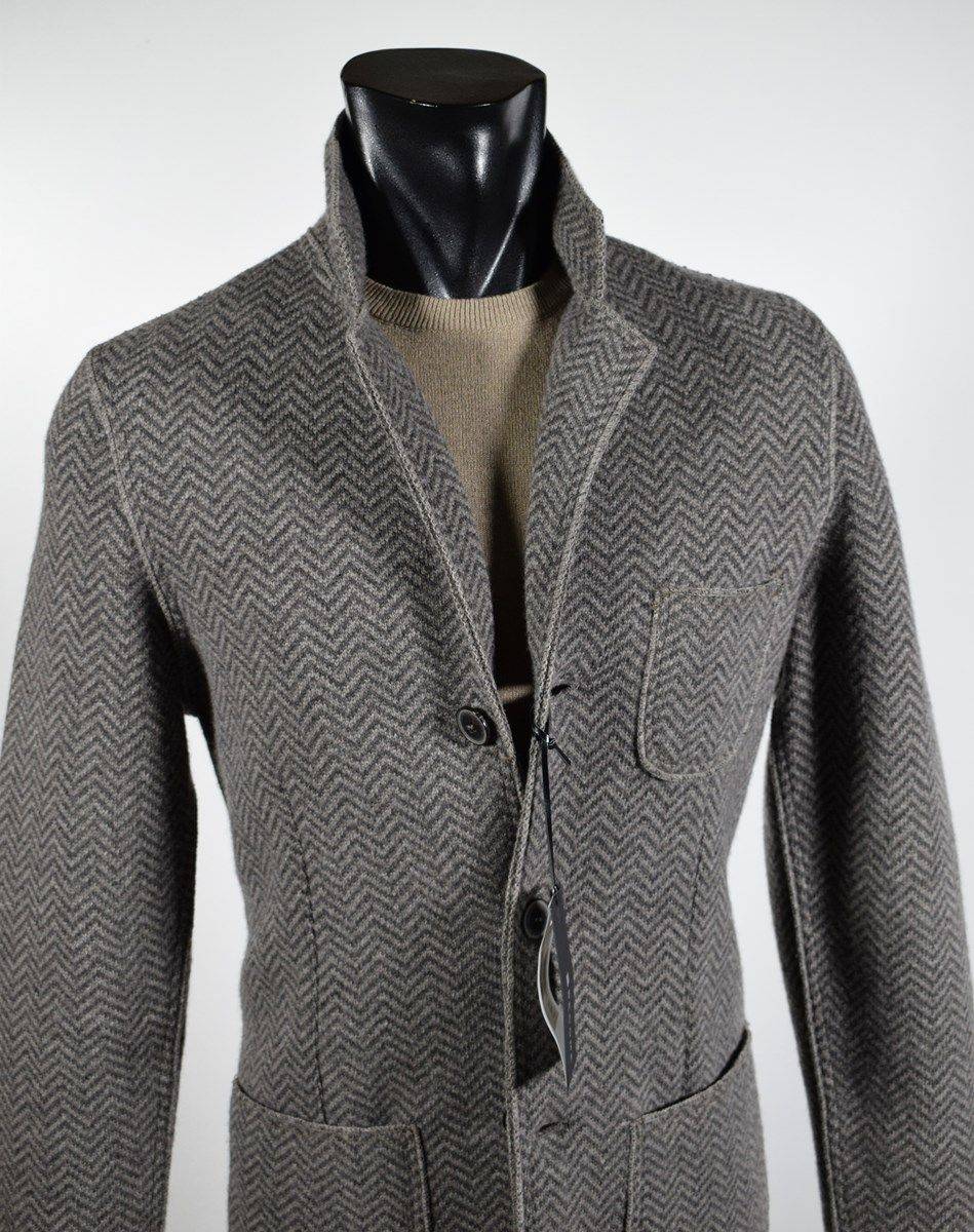 Become Giacca in maglia con toppe Become slim fit sfoderata tortora a spiga Negozi Online