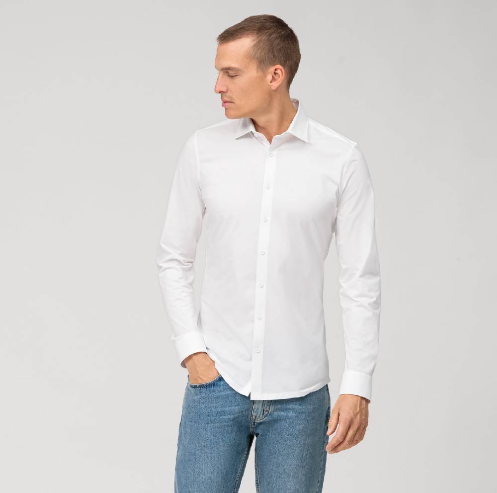Olymp Camicia olymp bianca in jersey super slim fit