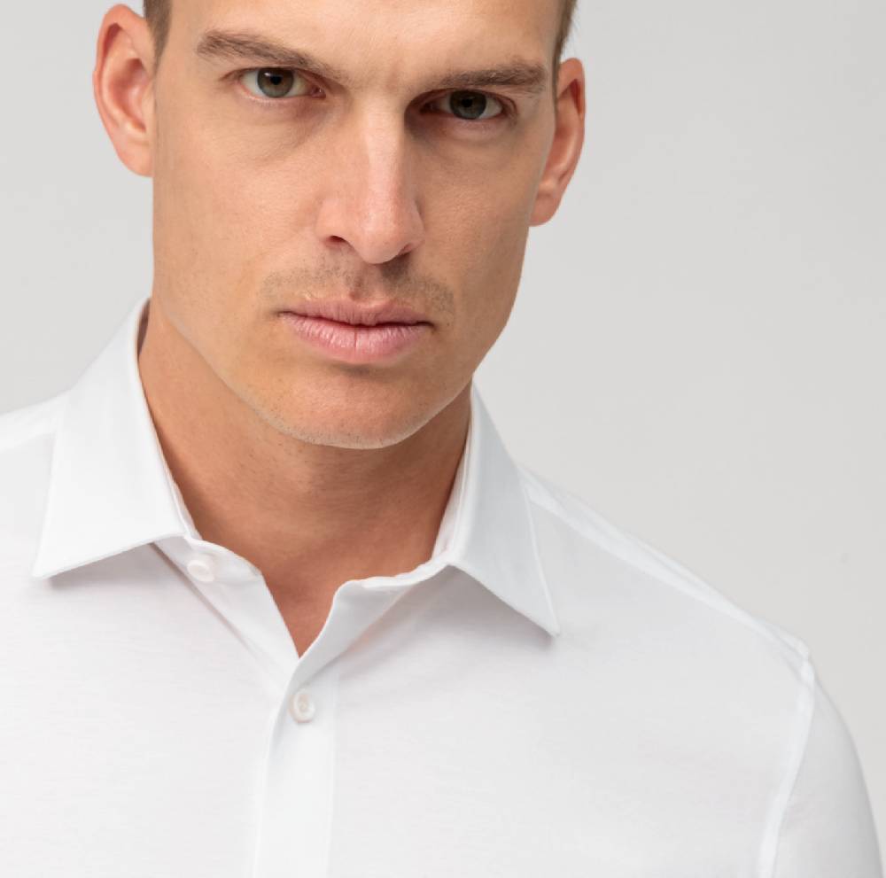 Olymp Camicia olymp bianca in jersey super slim fit Vendita Economica