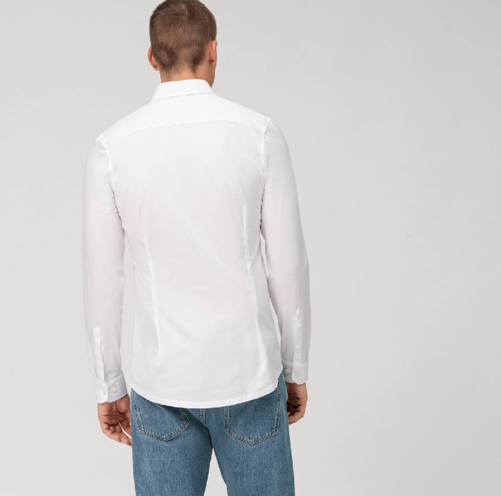 Olymp Camicia olymp bianca in jersey super slim fit Vendita Economica