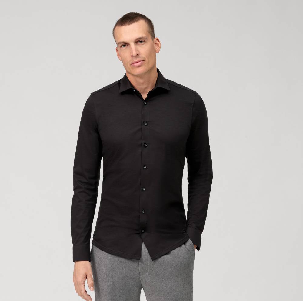 Olymp Camicia olymp nera in jersey super slim fit
