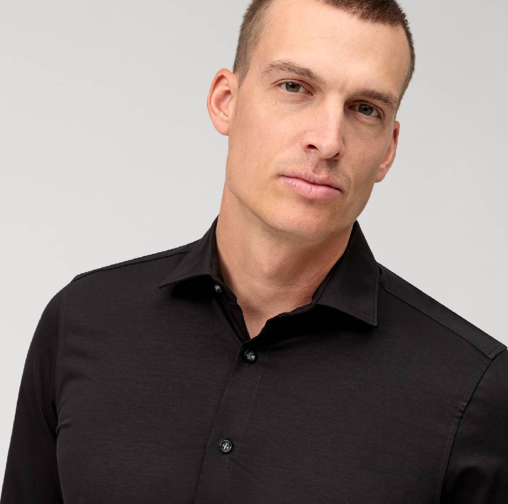 Olymp Camicia olymp nera in jersey super slim fit Saldi Di Fabbrica