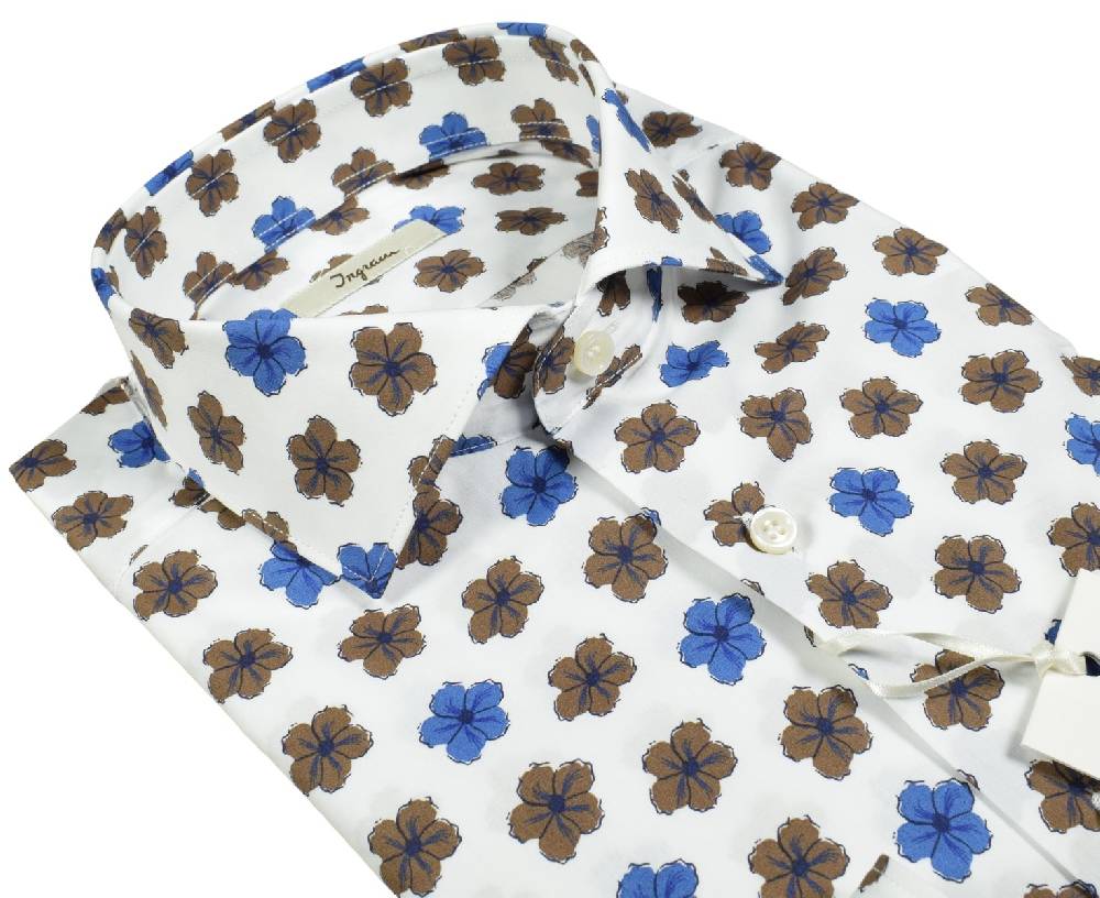 Ingram Camicia ingram fantasia floreale in puro cotone slim fit