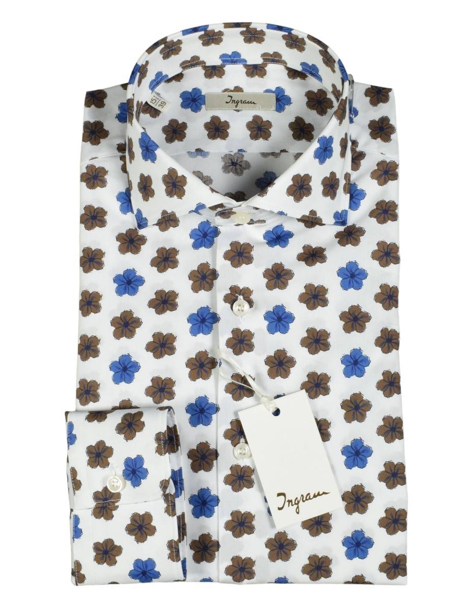 Ingram Camicia ingram fantasia floreale in puro cotone slim fit Vendite Flash