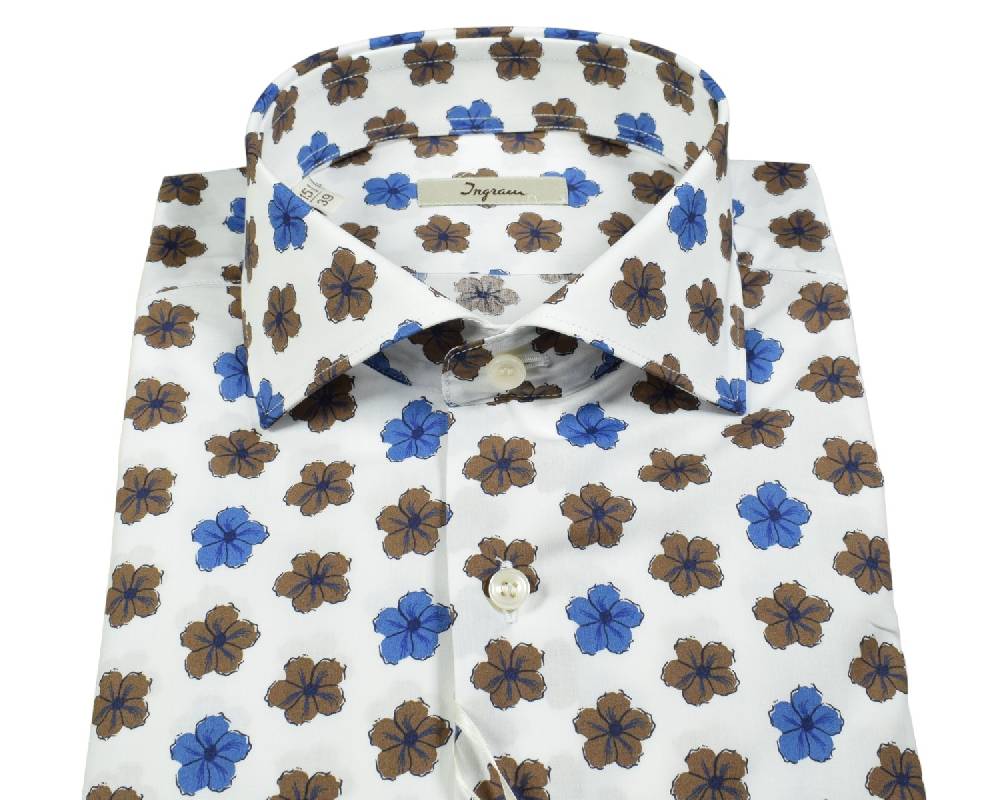 Ingram Camicia ingram fantasia floreale in puro cotone slim fit Vendite Flash