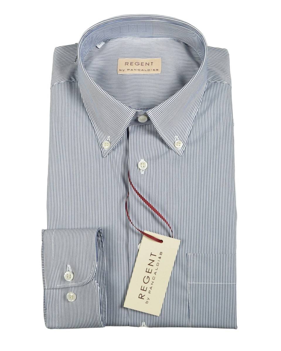 Regent by Pancaldi Camicia pancaldi a righe strette blu regular fit cotone stretch Moda